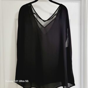 Torrid Georgette Chiffon Inset. Sz 2 (8/20) Or 2x Per Torrid Pre-owned.  Black